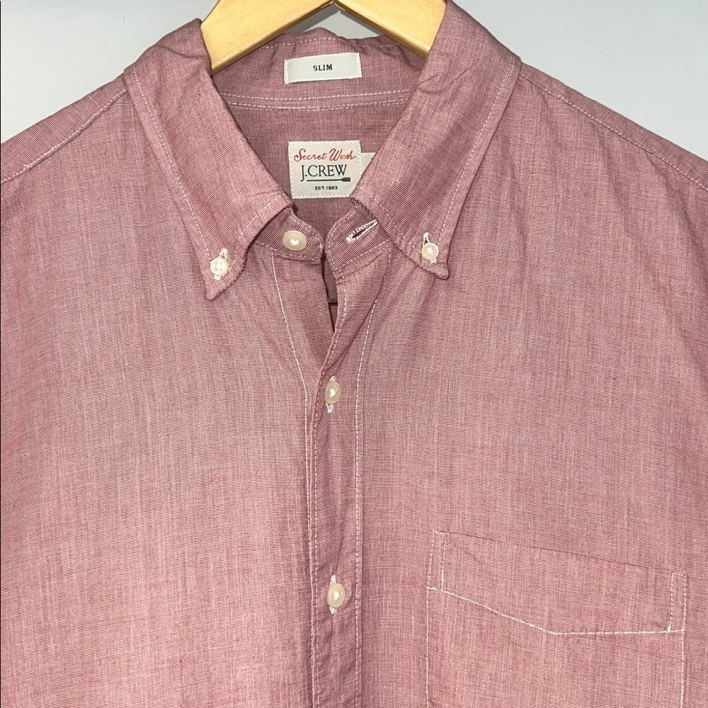 J. Crew Men's Casual Button-Down Slim Fit Shirt Red